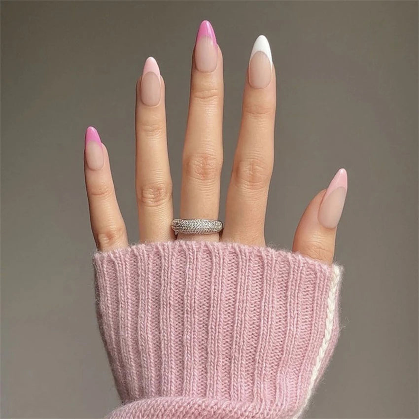 24Pcs Teardrop Cute Little Flower False Nail Art Full Cover Removable Artificial Fake Nails Coffin Ballerina Press-On Nails Art