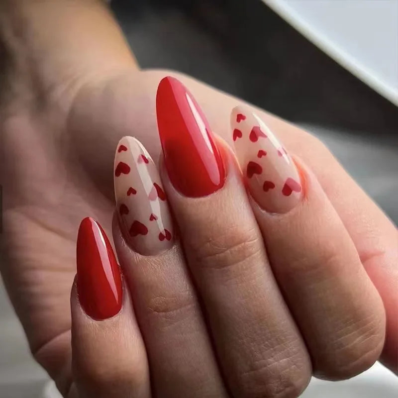 24Pcs Teardrop Cute Little Flower False Nail Art Full Cover Removable Artificial Fake Nails Coffin Ballerina Press-On Nails Art