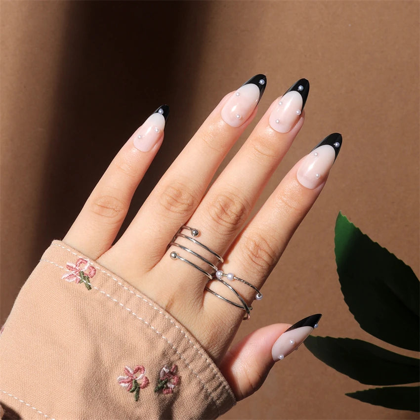 24Pcs Teardrop Cute Little Flower False Nail Art Full Cover Removable Artificial Fake Nails Coffin Ballerina Press-On Nails Art
