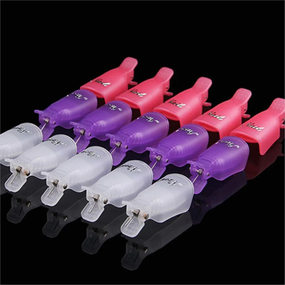 10Pcs/Box UV Gel Polish Remover Clips Colorful Acrylic Nail Art Soak Off Cap Clips DIY Nails Cleaning Manicure Finger Wrap Tools