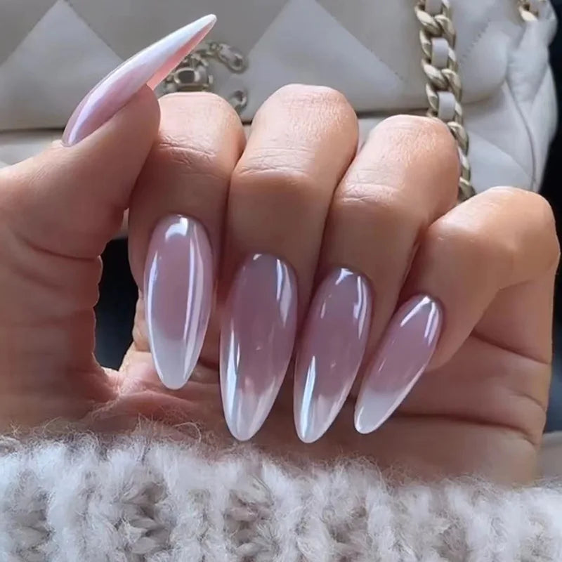 24Pcs Teardrop Cute Little Flower False Nail Art Full Cover Removable Artificial Fake Nails Coffin Ballerina Press-On Nails Art