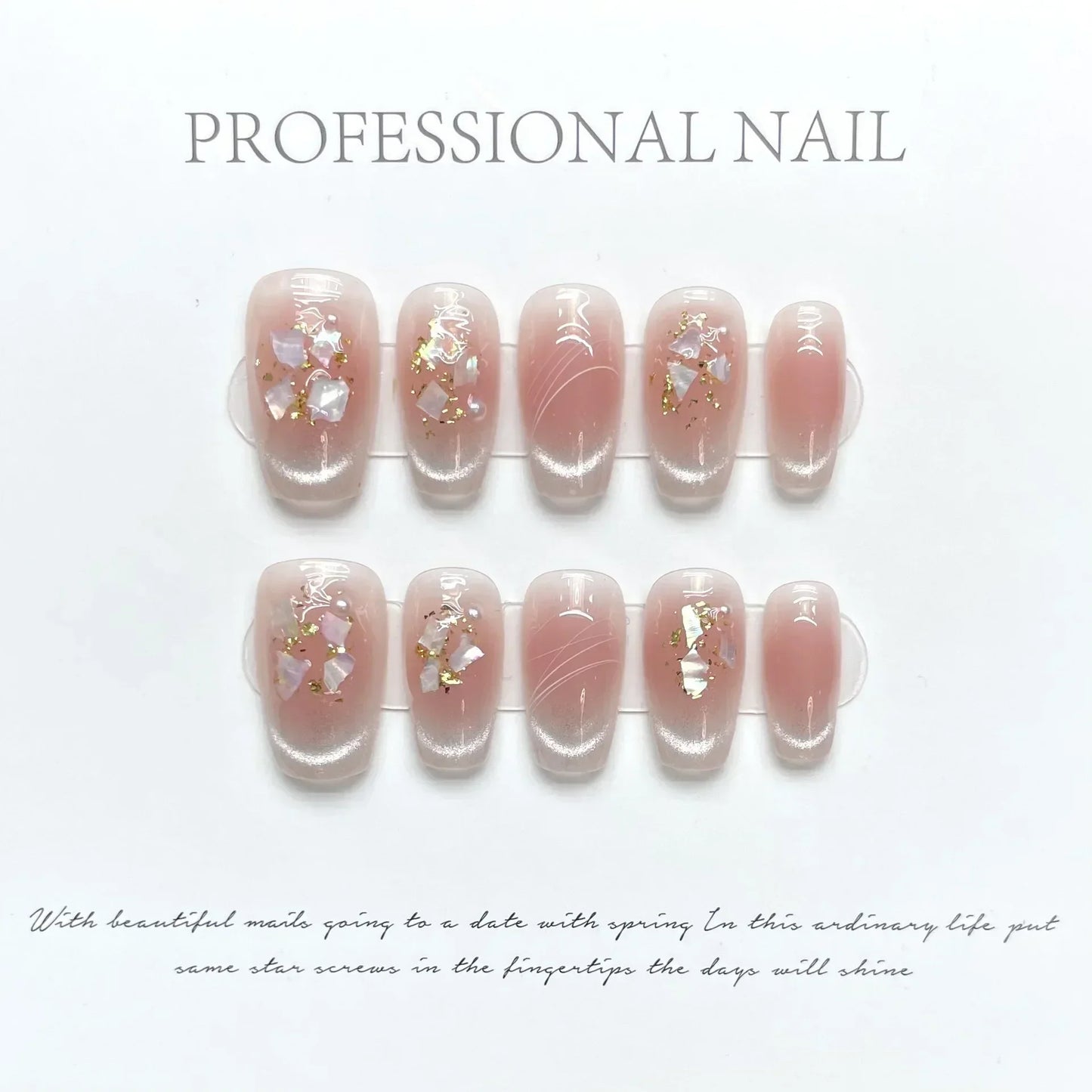 10Pcs Long Ballet Handmade Green Press On Nails Coffin False Nails Flower Full Cover Decoration Artificial Wearable Nails Tips