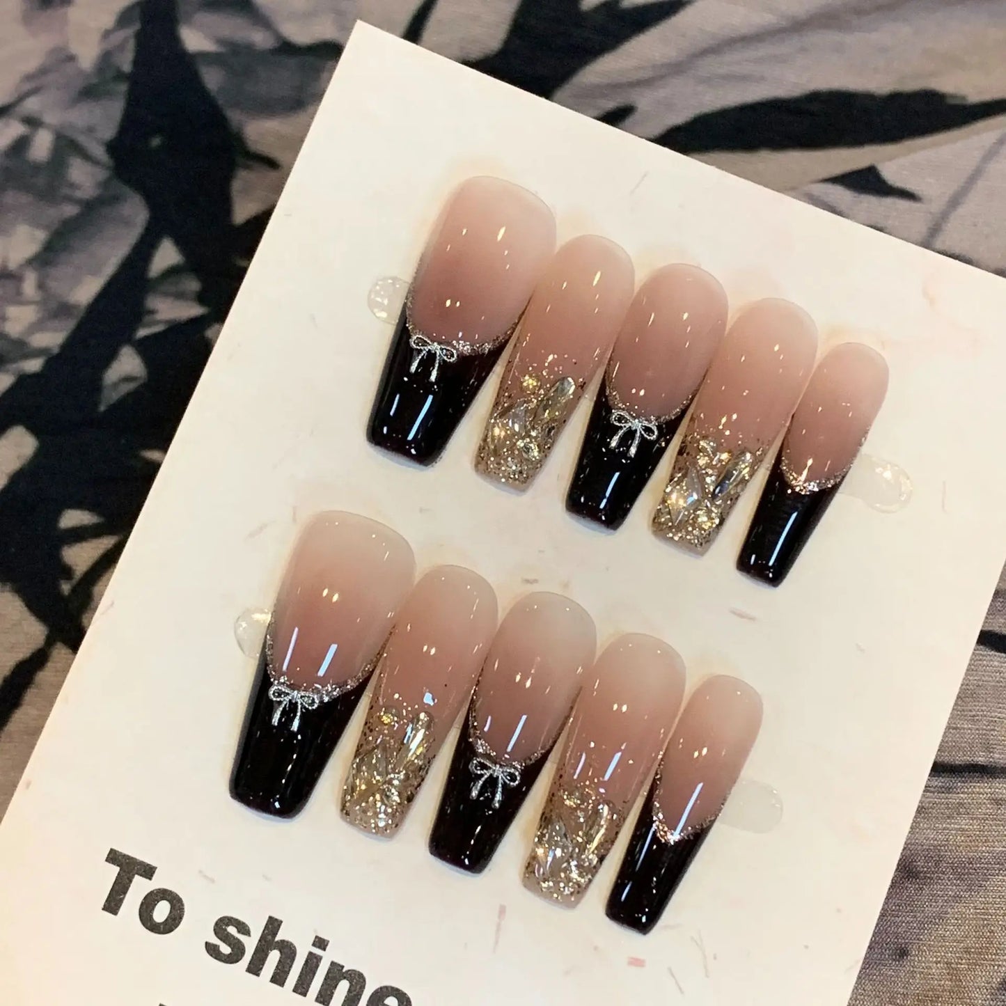 10Pcs Long Ballet Handmade Green Press On Nails Coffin False Nails Flower Full Cover Decoration Artificial Wearable Nails Tips