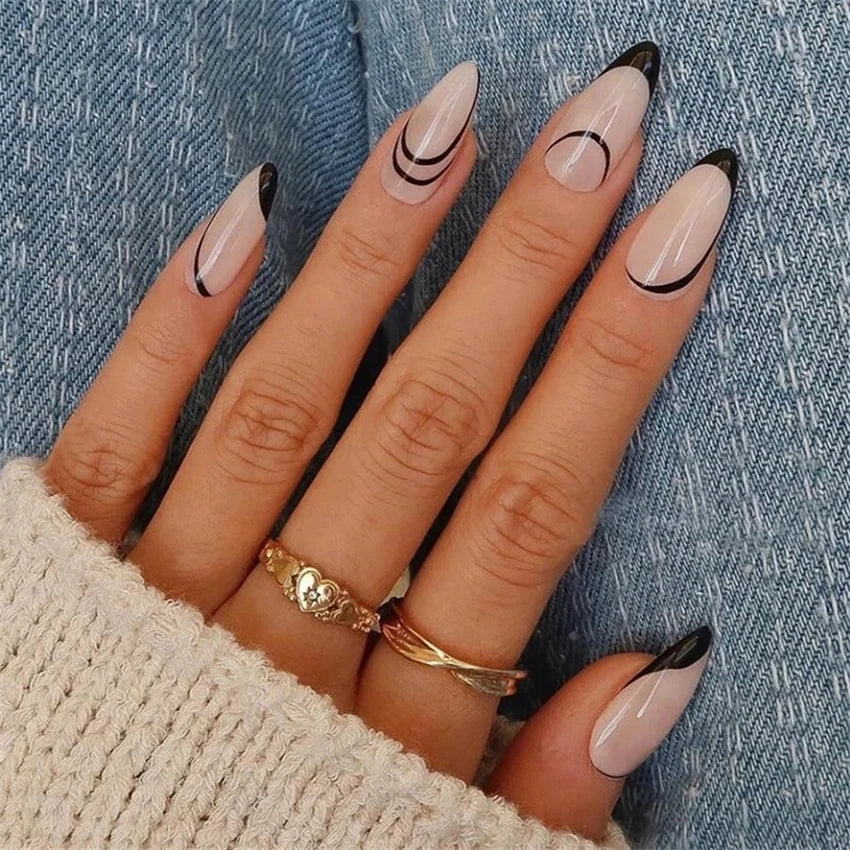 24Pcs Teardrop Cute Little Flower False Nail Art Full Cover Removable Artificial Fake Nails Coffin Ballerina Press-On Nails Art