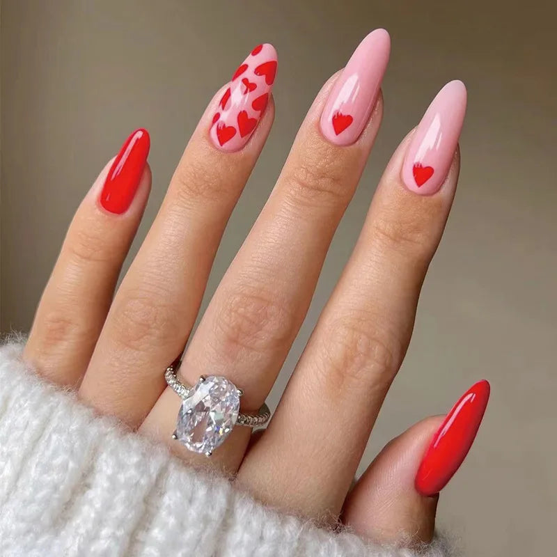 24Pcs Teardrop Cute Little Flower False Nail Art Full Cover Removable Artificial Fake Nails Coffin Ballerina Press-On Nails Art