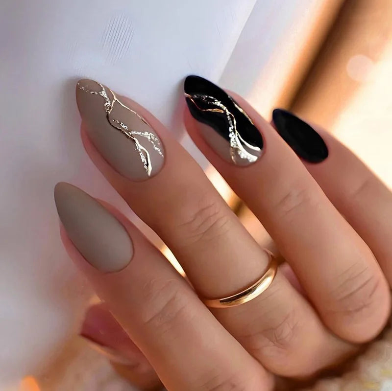 24Pcs Teardrop Cute Little Flower False Nail Art Full Cover Removable Artificial Fake Nails Coffin Ballerina Press-On Nails Art