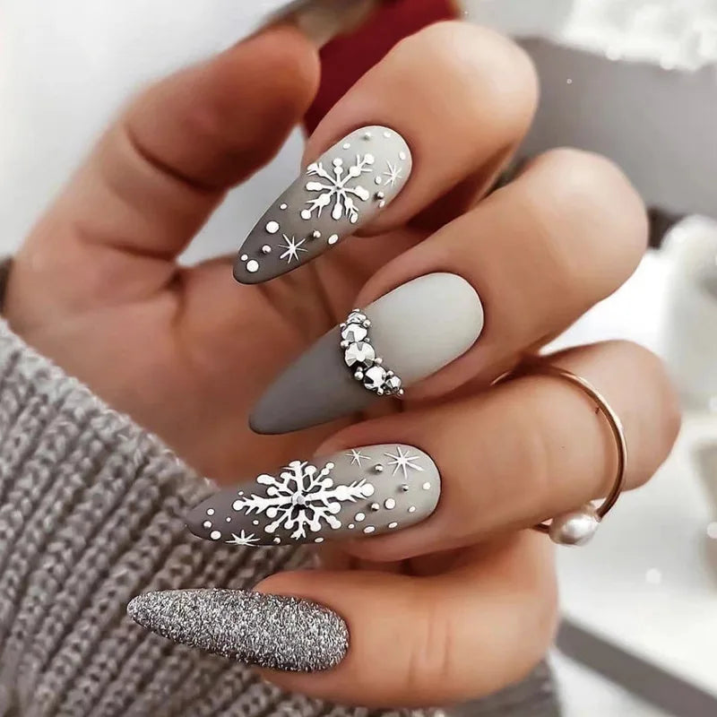 24Ps/Set Almond Slant Gold Line Lotus Pink Fake Nails Artificial Professional Material art False Nail Supplies For Professionals