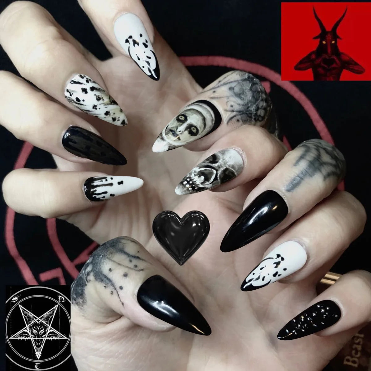 24Ps/Set Almond Slant Gold Line Lotus Pink Fake Nails Artificial Professional Material art False Nail Supplies For Professionals