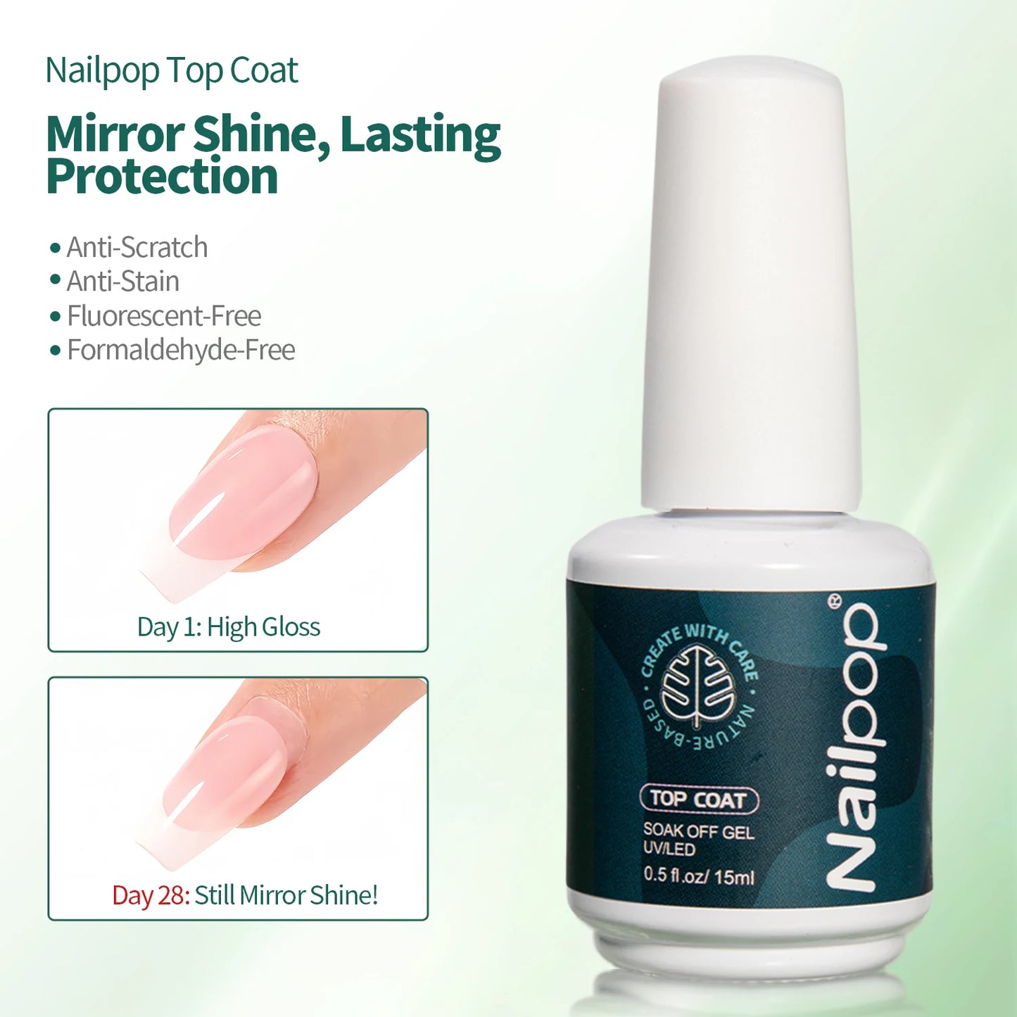 Nailpop Builder Nail Gel 4 Colors Base Coat Strengthener Thickening Extension Rhinestone Glue Gel Polish Brush in Bottle 15ml