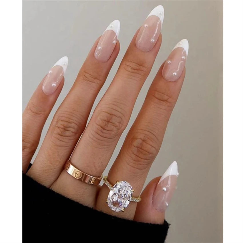24Pcs Teardrop Cute Little Flower False Nail Art Full Cover Removable Artificial Fake Nails Coffin Ballerina Press-On Nails Art