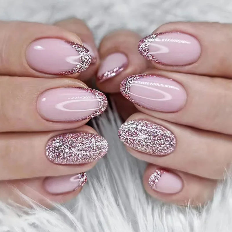 24Pcs Teardrop Cute Little Flower False Nail Art Full Cover Removable Artificial Fake Nails Coffin Ballerina Press-On Nails Art