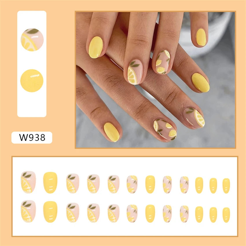 24Pcs/Set Acrylic Long Ballet Press on Nail Tips Coffin Wearing Reusable False Nails Art Colorful Glossy Fake Nails Artificial