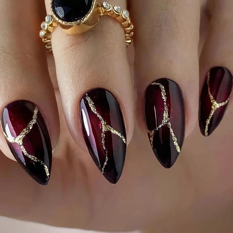 24Pcs Teardrop Cute Little Flower False Nail Art Full Cover Removable Artificial Fake Nails Coffin Ballerina Press-On Nails Art
