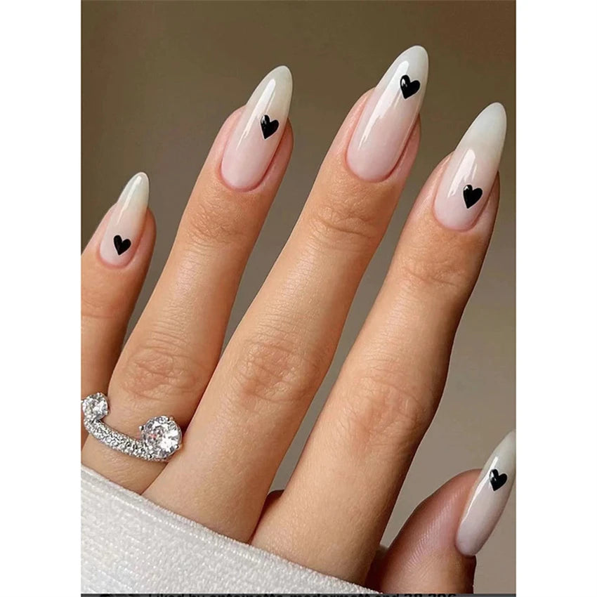 24Pcs Teardrop Cute Little Flower False Nail Art Full Cover Removable Artificial Fake Nails Coffin Ballerina Press-On Nails Art