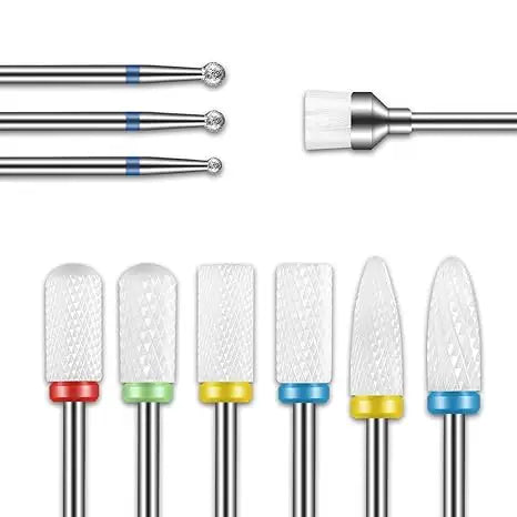 13PC Nail Polish Head Milling Cutter Set, Used for Nail Beauty Deburring Gel Dead Skin, Automatic Polishing Machine Accessories