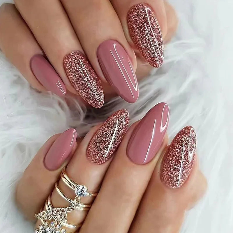 24Pcs Teardrop Cute Little Flower False Nail Art Full Cover Removable Artificial Fake Nails Coffin Ballerina Press-On Nails Art